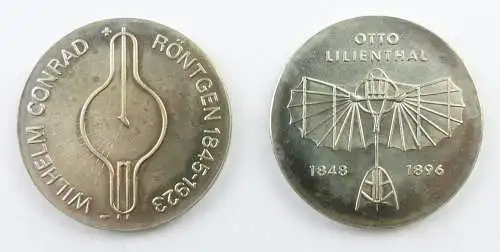 E11257 2x 5 DDR Mark Wilhelm Röntgen 1970 und Otto Lilienthal 1973