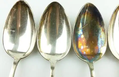 e11250 6 versilberte WMF Fächermuster Esslöffel in 90er Silberauflage 