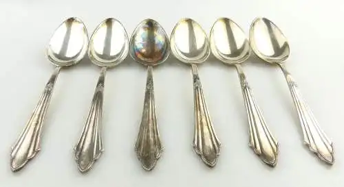 e11250 6 versilberte WMF Fächermuster Esslöffel in 90er Silberauflage 