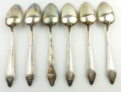 e11250 6 versilberte WMF Fächermuster Esslöffel in 90er Silberauflage 