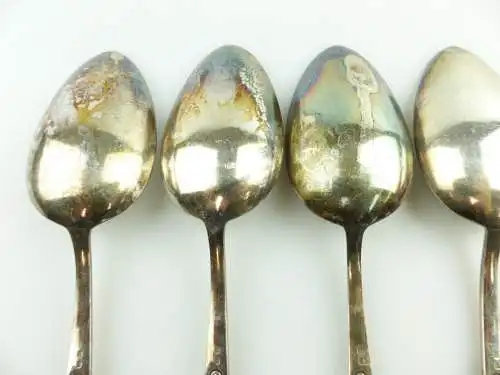 e11250 6 versilberte WMF Fächermuster Esslöffel in 90er Silberauflage 