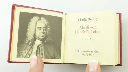 e11239 Minibuch Abriß von Händels Leben Charles Burney Leipzig 1985 Auflage 1