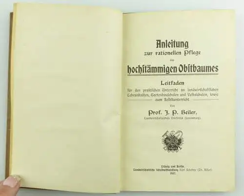 e11087 Original altes Buch Pflege des hochstämmigen Obstbaumes von Beiler 1907