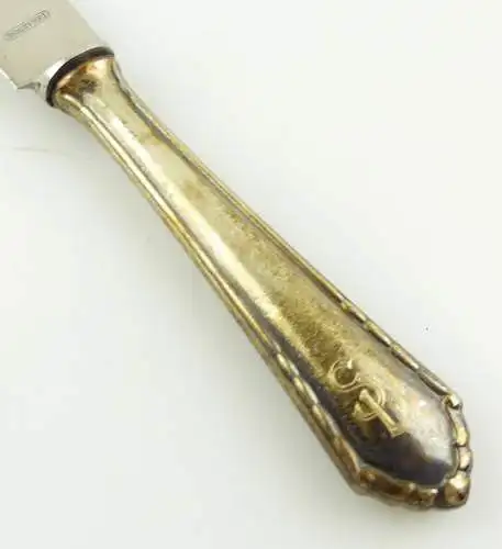 e11050 1 Messer mit Griff aus 800er Silber und Monogramm Halbmond und Krone