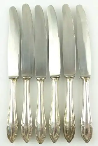 e10967 6 Messer mit Griffen aus 800er Silber 