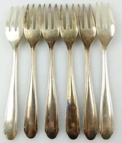e10958 6 versilberte WMF Kuchengabeln 90er Silberauflage