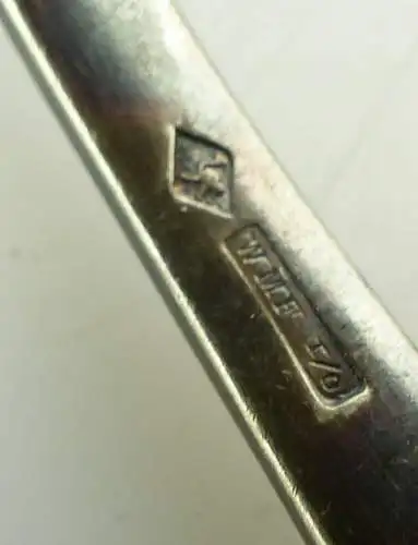 e10853 2 alte versilberte Vorleger Jugendstil WMF Straußenmarke 