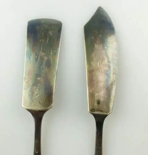 e10853 2 alte versilberte Vorleger Jugendstil WMF Straußenmarke 