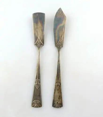 e10853 2 alte versilberte Vorleger Jugendstil WMF Straußenmarke 