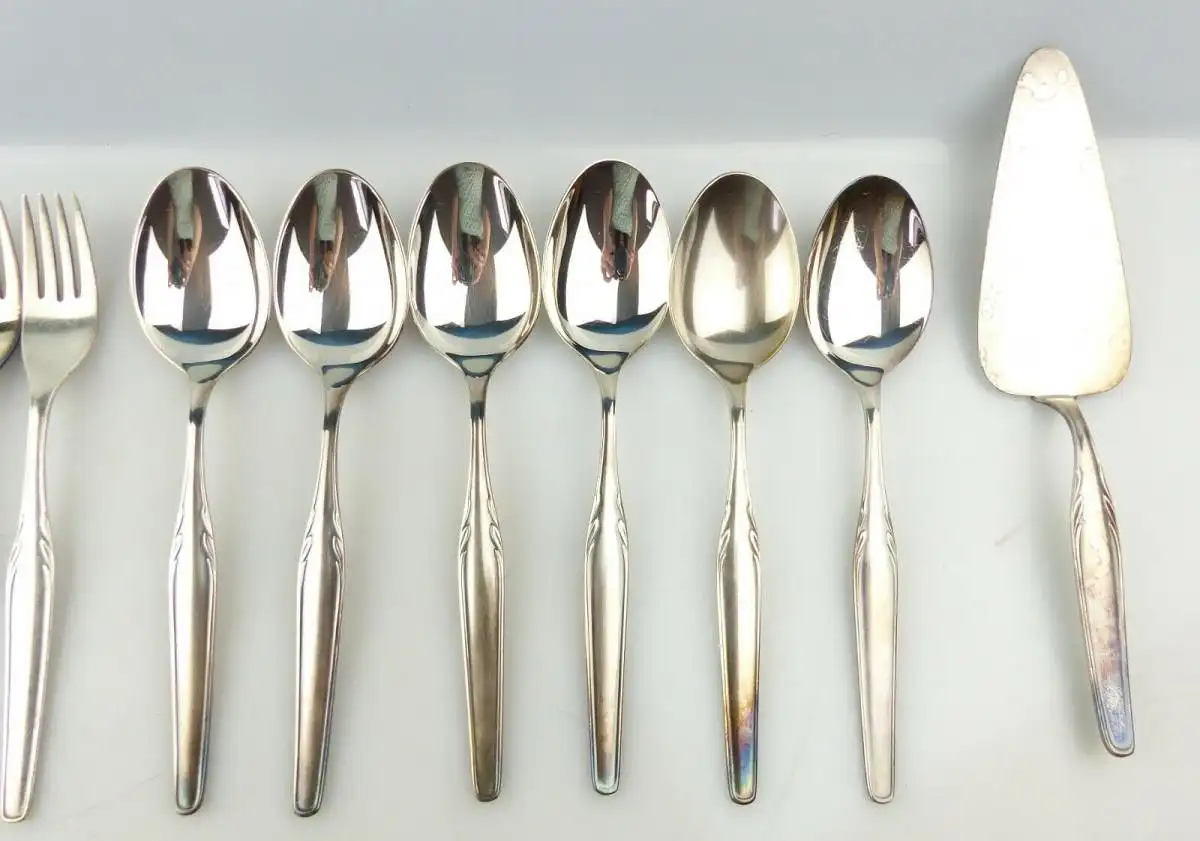 e10814 38 teiliges versilbertes WMF Dessert Besteck mit vielen Vorlegern 2