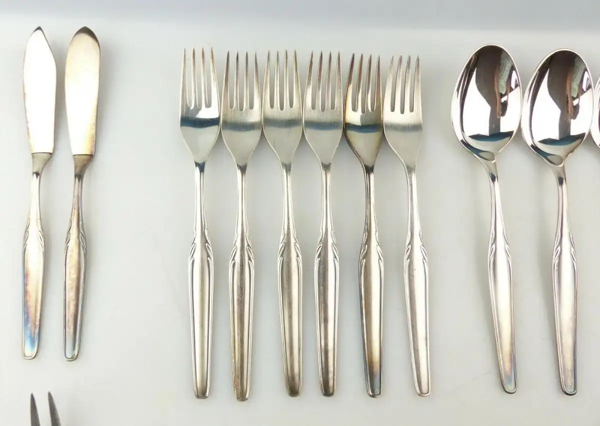 e10814 38 teiliges versilbertes WMF Dessert Besteck mit vielen Vorlegern 3
