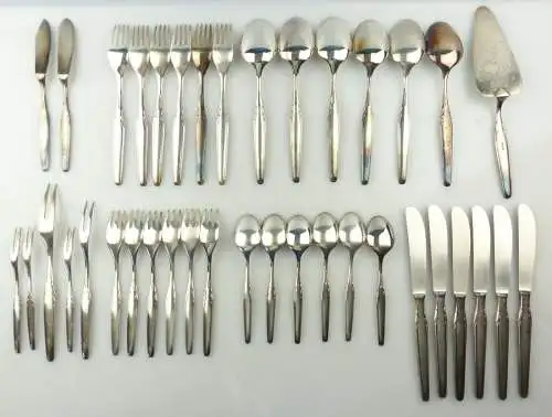 e10814 38 teiliges versilbertes WMF Dessert Besteck mit vielen Vorlegern