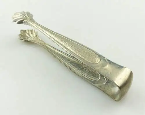 e10778 Alte versilberte Zuckerzange Silberauflage 