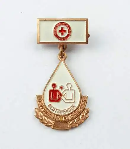 e10530 Ehrenspange für Rotkreuz Blutspenden ab 1985 bronzefarben für 20 Spenden