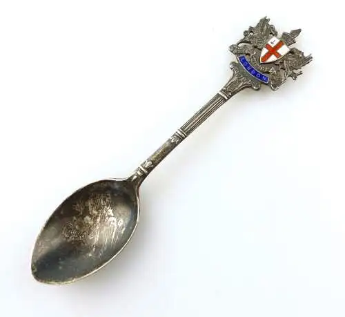 e10366 Sammlerlöffel Zierlöffel Löffel aus Silber London emailliert 