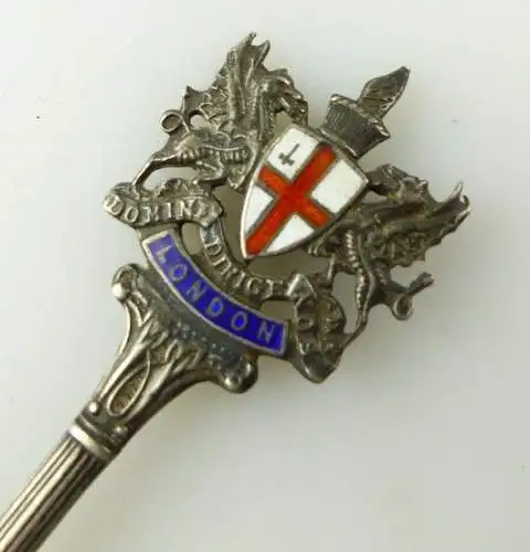 e10366 Sammlerlöffel Zierlöffel Löffel aus Silber London emailliert 