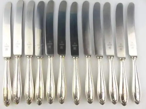 e10222 Original WMF Dessert Besteck 48 Teile mit Monogramm LV 90er Silberauflage