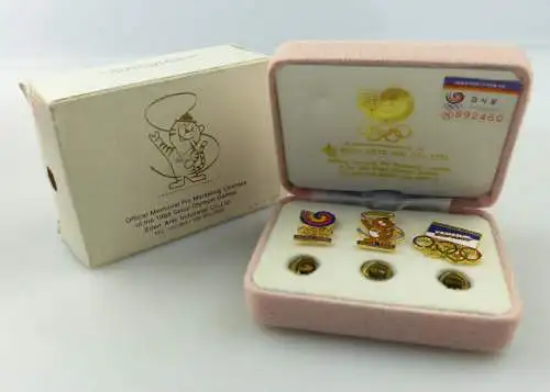 e10197 3 offizielle Pins der Olympiade 1988 in Seoul nummeriert und in OVP 