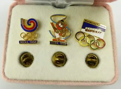 e10197 3 offizielle Pins der Olympiade 1988 in Seoul nummeriert und in OVP