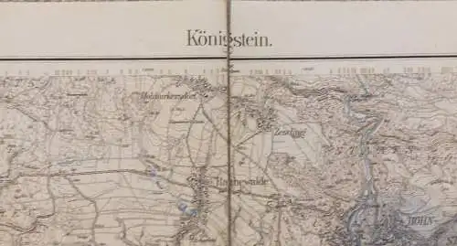 e10182 Original alte Landkarte Königstein Sachsen Porschdorf Hohnstein von 1912