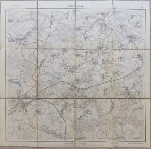 e10181 Original alte Landkarte von 1912 Bischofswerda Uhst Goda Gaußig 