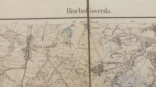 e10181 Original alte Landkarte von 1912 Bischofswerda Uhst Goda Gaußig