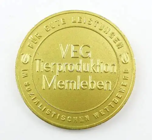 e10146 Seltene Medaille VEG Tierproduktion Memleben DDR goldfarben