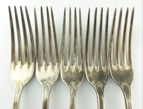 e10122 5 sehr feine Jugendstil Gabeln wohl versilbert signiert