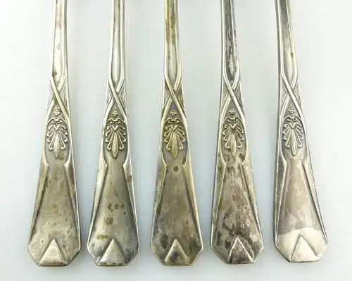 e10122 5 sehr feine Jugendstil Gabeln wohl versilbert signiert
