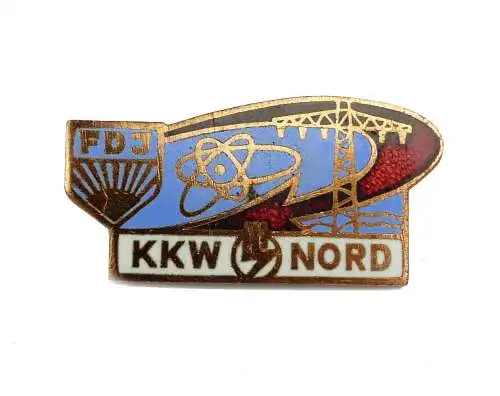 E10065 FDJ Abzeichen Zentrales Jugendobjekt Kernkraftwerk Nord bronzefarben