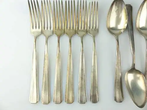 e10051 6 versilberte Esslöffel und 6 Gabeln von WMF 90er Silberauflage