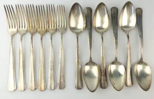e10051 6 versilberte Esslöffel und 6 Gabeln von WMF 90er Silberauflage