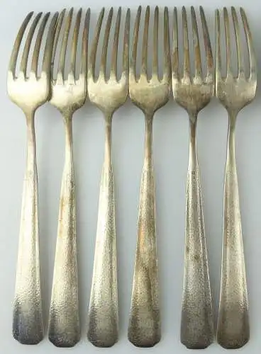 e10051 6 versilberte Esslöffel und 6 Gabeln von WMF 90er Silberauflage