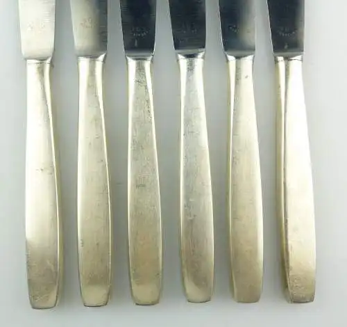 e10022 6 Messer mit versilberten Griffen SGS Görlitzer Silberwarenfabrik 90