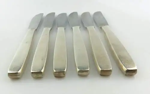 e10022 6 Messer mit versilberten Griffen SGS Görlitzer Silberwarenfabrik 90