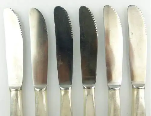e10022 6 Messer mit versilberten Griffen SGS Görlitzer Silberwarenfabrik 90