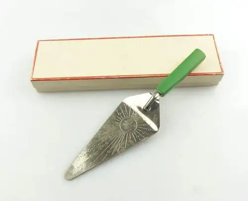 e9995 50er Jahre Tortenheber aus Edelstahl mit grünem Griff in OVP Retro