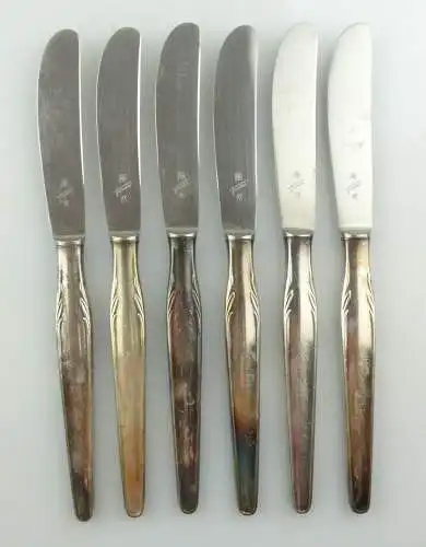 e9699 6 WMF Messer mit versilberten Griffen in 90 Silberauflage 