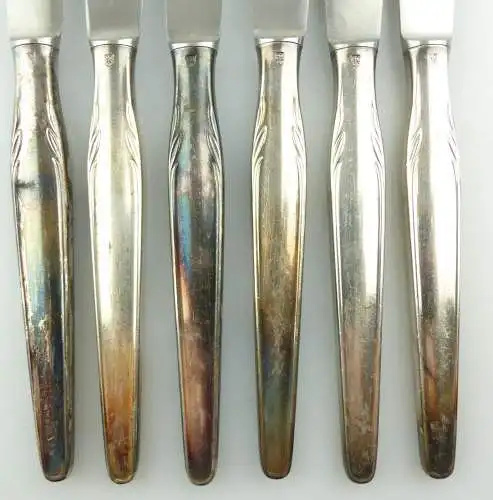 e9699 6 WMF Messer mit versilberten Griffen in 90 Silberauflage 