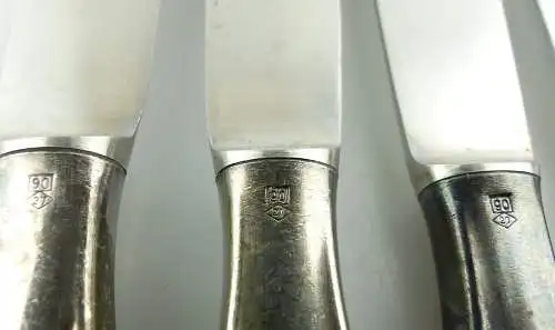 e9699 6 WMF Messer mit versilberten Griffen in 90 Silberauflage 