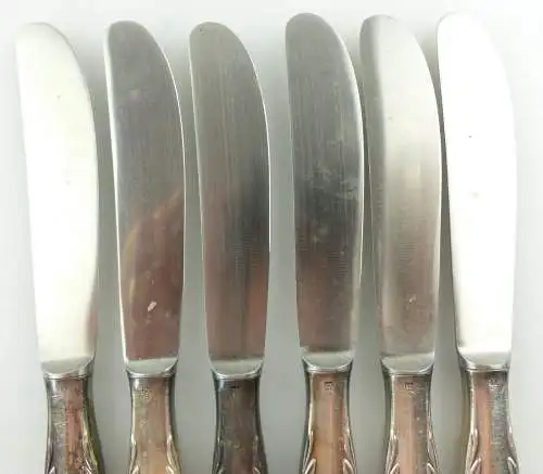 e9699 6 WMF Messer mit versilberten Griffen in 90 Silberauflage 
