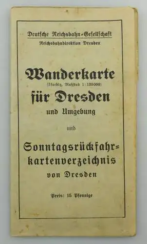 E9599 Alte Wanderkarte für Dresden und Umgebung Deutsche Reichsbahn Gesellschaft