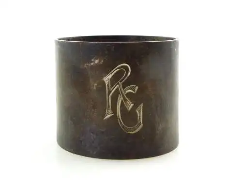 e9585 Alter Serviettenring Kraft Alpacca mit Monogramm RG 