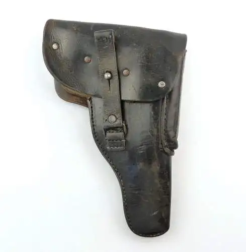 e9530 Alte DDR Pistolentasche aus Leder gestempelt Vol 38 schwarz
