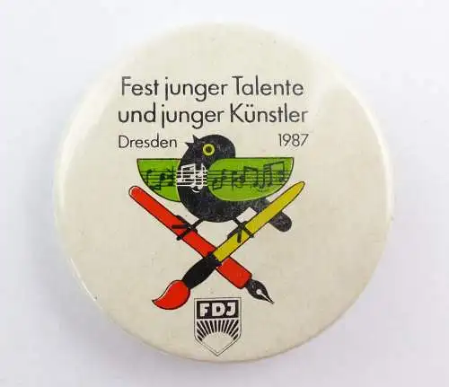 E9488 Anstecknadel Fest junger Talente und junger Künstler Dresden 1987 FDJ