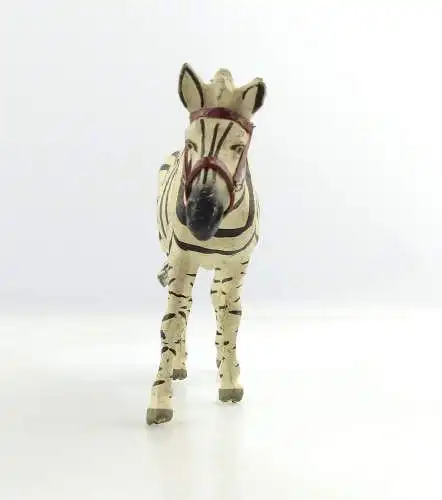 e9403 Altes Lineol Zebra wohl 50er Jahre mit Zaumzeug Lineol Tier Figur