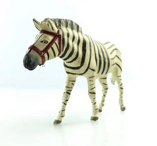 e9403 Altes Lineol Zebra wohl 50er Jahre mit Zaumzeug Lineol Tier Figur