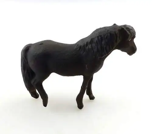 e9397 Antikspielzeug Tier Masse Figur Lineol Pony schwarz