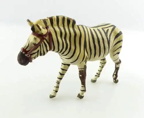 e9388 Altes Lineol Tier Zebra mit Zaumzeug wohl 50er Jahre 
