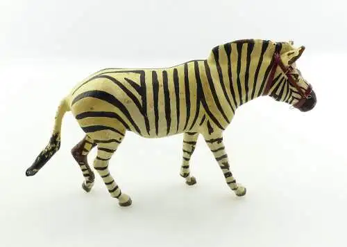 e9388 Altes Lineol Tier Zebra mit Zaumzeug wohl 50er Jahre 